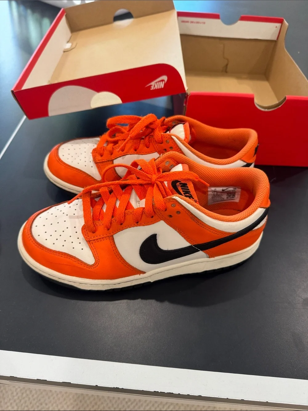 Nike Kids Orange, White & Black Low-Top Sneakers